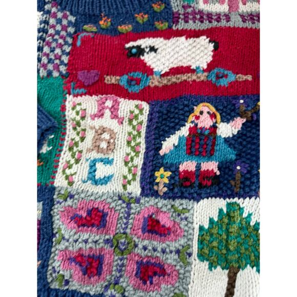 RARE Fairfield Hand Knit Girls Sweater Fairy Tales Goose Sz 10-12 (READ) - Picture 3 of 10